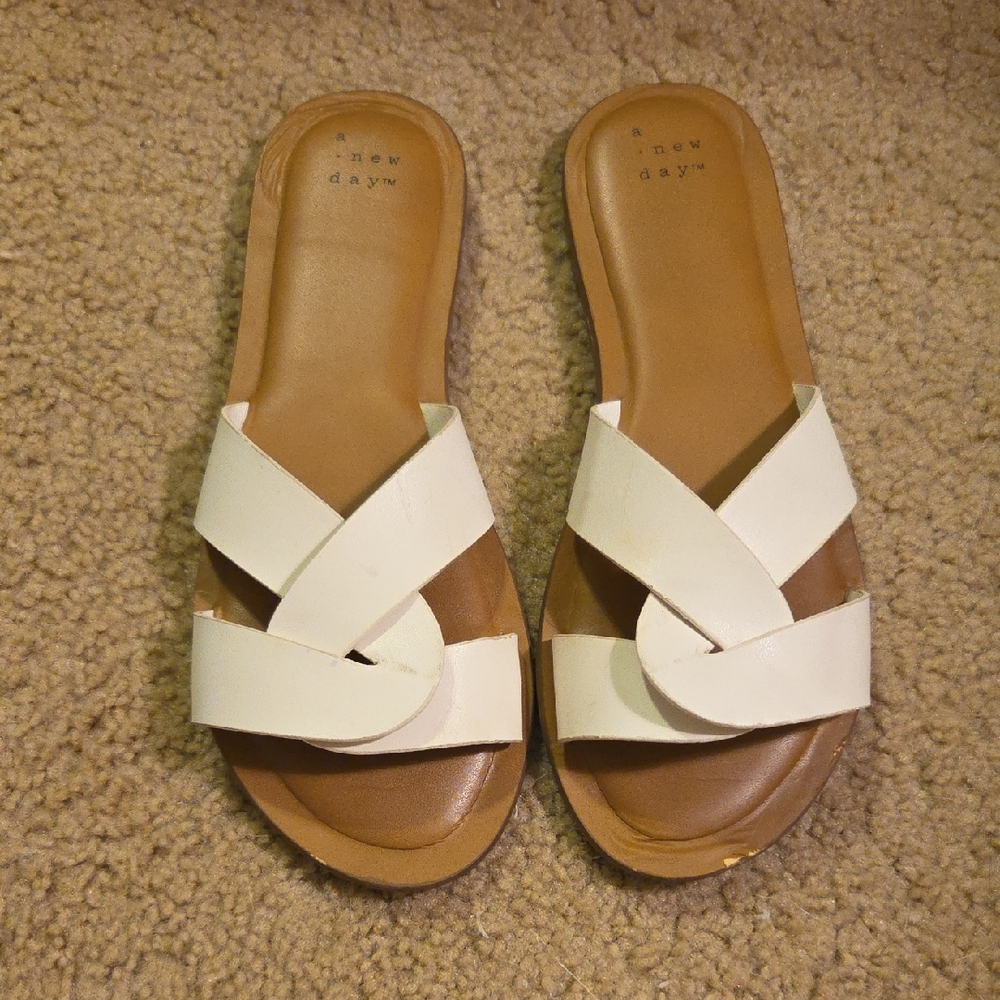 A New Day Women's White Slide Sandals